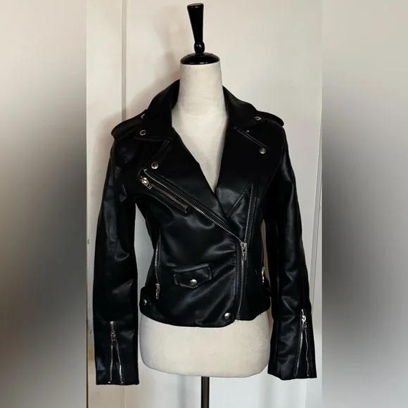 BlankNYC Faux Leather Moto Biker Jacket Goth Punk Skate Motorcycle Whimsygoth - Picture 4 of 9
